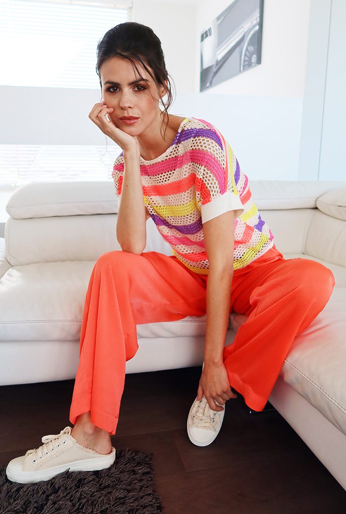 KNIT A870 MULTI COLOR PANTS A673 ORANGEADE