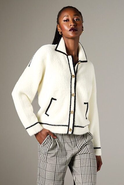 CARDIGAN B846 ECRU PANTS B620 GREY