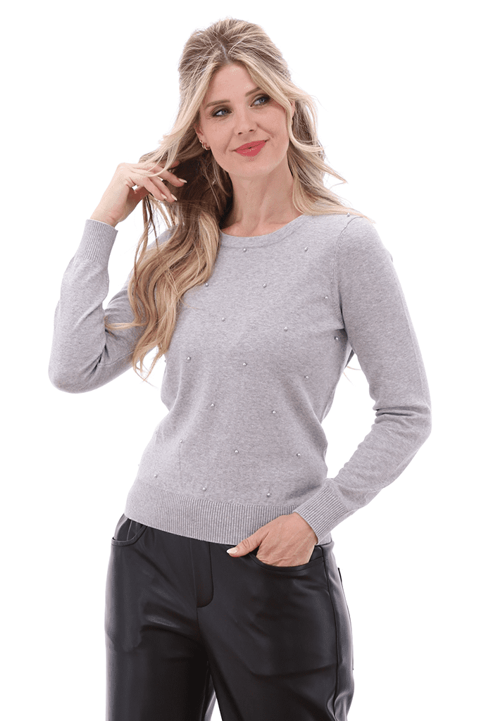 KNIT B824 GREY MELANGE + PANTS B758 BLACK