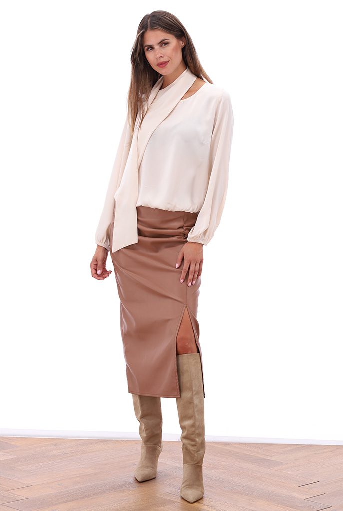 SHIRT B776 BIRCH SKIRT B753 MOCHA MOUSSE