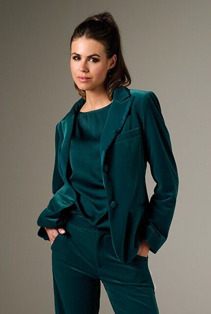 VELVET BLAZER B600 DEEP TEAL TOP B770 DEEP TEAL VELVET PANTS B601 DEEP TEAL