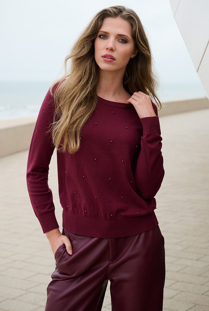 KNIT B824 BURGUNDY PANTS B751 RED MAHONY.1